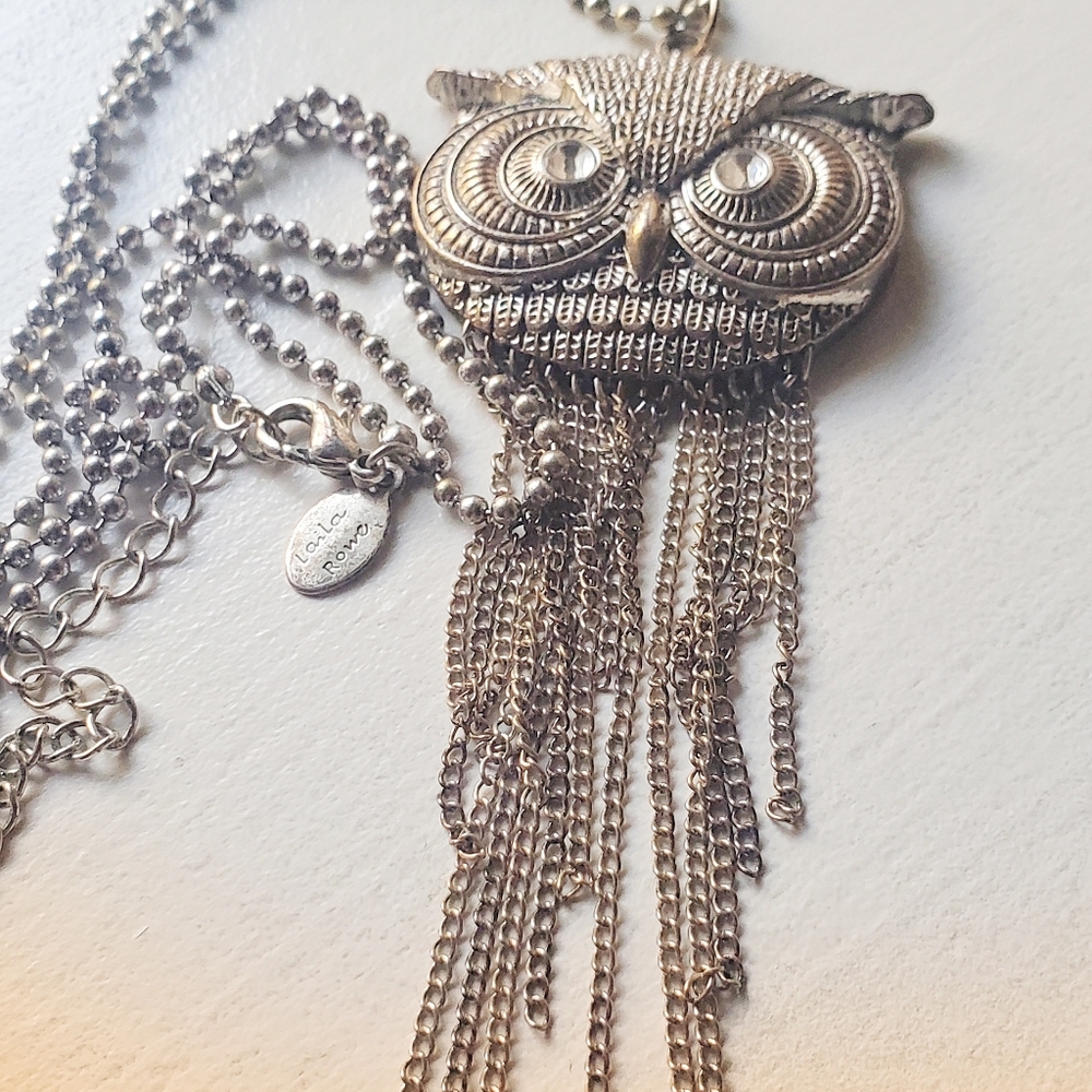 Laila Rowe Owl rhinestone necklace